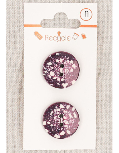 Carte de 2 boutons violet 20 mm 2 trous - Terrazzo