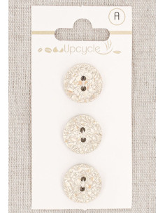 Carte de 3 boutons gris 15 mm 2 trous - Mouchetés