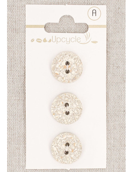 Carte de 3 boutons gris 15 mm 2 trous - Mouchetés