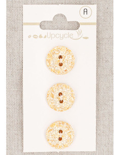 Carte de 3 boutons abricot 15 mm 2 trous - Mouchetés