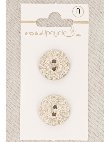 Carte de 2 boutons gris 18 mm 2 trous - Mouchetés