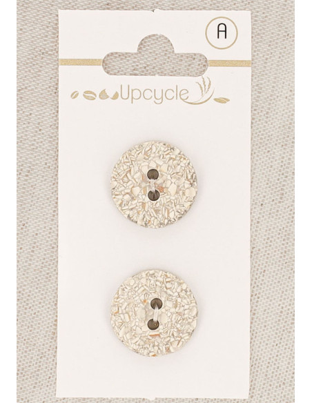 Carte de 2 boutons gris 18 mm 2 trous - Mouchetés