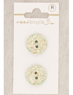 Carte de 2 boutons menthe 18 mm 2 trous - Mouchetés