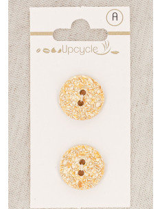 Carte de 2 boutons abricot 18 mm 2 trous - Mouchetés