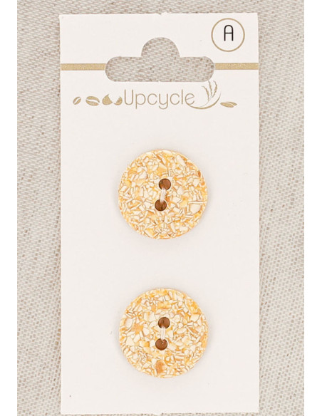 Carte de 2 boutons abricot 18 mm 2 trous - Mouchetés