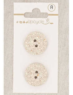 Carte de 2 boutons gris 20 mm 2 trous - Mouchetés