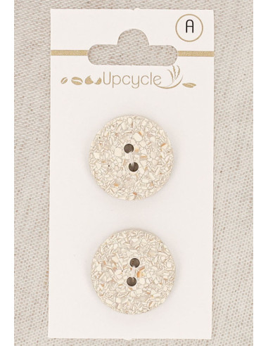 Carte de 2 boutons gris 20 mm 2 trous - Mouchetés