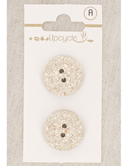 Carte de 2 boutons gris 20 mm 2 trous - Mouchetés