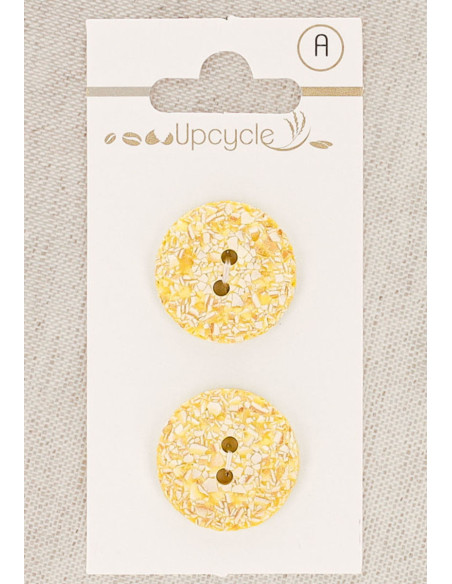 Carte de 2 boutons citron 20 mm 2 trous - Mouchetés