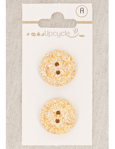 Carte de 2 boutons abricot 20 mm 2 trous - Mouchetés