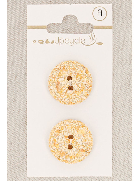 Carte de 2 boutons abricot 20 mm 2 trous - Mouchetés