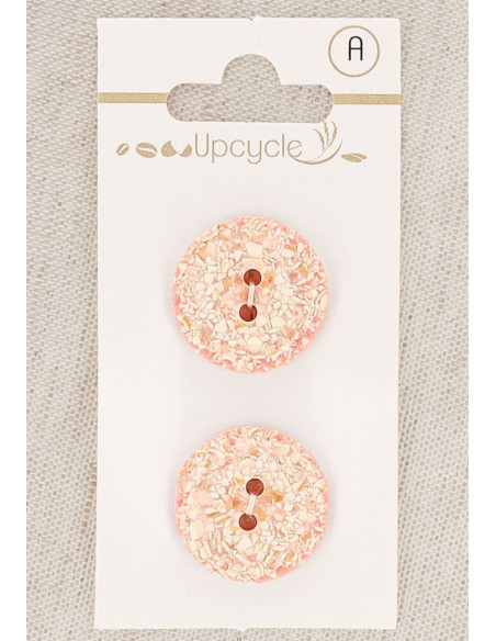 Carte de 2 boutons rose 20 mm 2 trous - Mouchetés