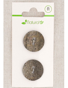 Carte de 2 boutons gris 20 mm 2 trous - Texturés
