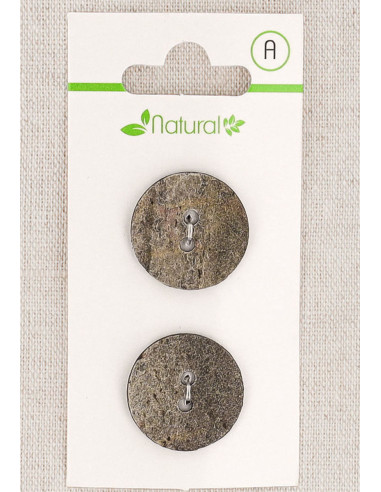 Carte de 2 boutons gris 20 mm 2 trous - Texturés