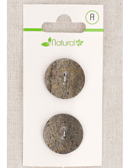 Carte de 2 boutons gris 20 mm 2 trous - Texturés