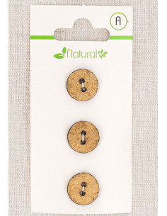 Carte de 3 boutons beige 13 mm 2 trous - Texturés