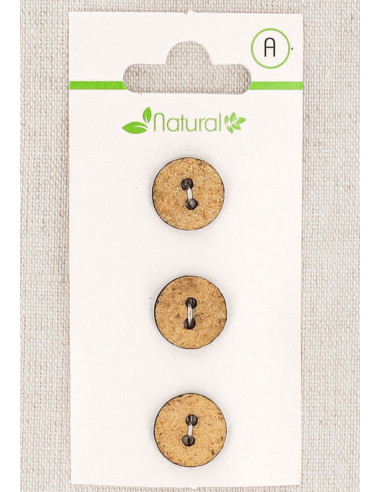 Carte de 3 boutons beige 13 mm 2 trous - Texturés