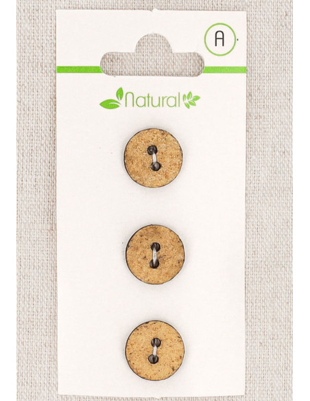 Carte de 3 boutons beige 13 mm 2 trous - Texturés