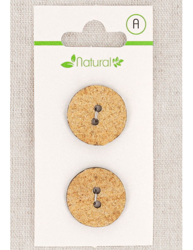 Carte de 2 boutons beige 20 mm 2 trous - Texturés