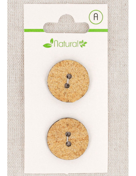 Carte de 2 boutons beige 20 mm 2 trous - Texturés