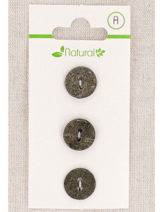 Carte de 3 boutons gris 13 mm 2 trous - Texturés