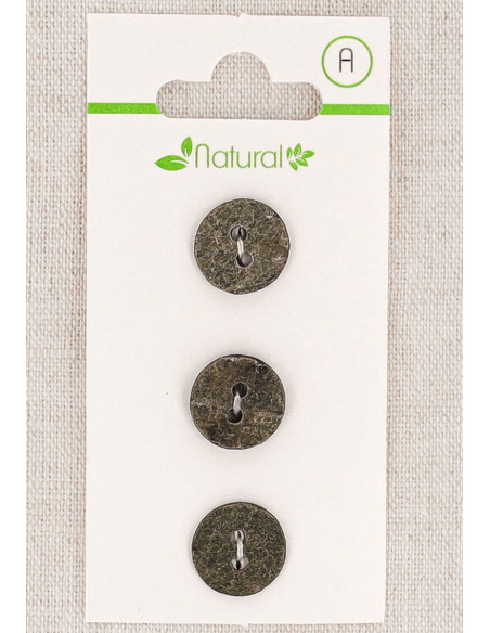 Carte de 3 boutons gris 13 mm 2 trous - Texturés