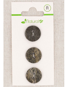 Carte de 3 boutons gris 15 mm 2 trous - Texturés