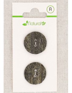 Carte de 2 boutons gris 20 mm 2 trous - Texturés