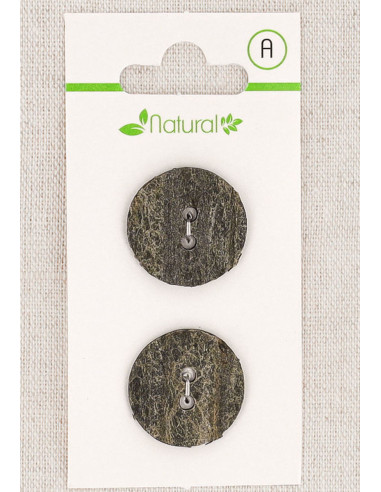 Carte de 2 boutons gris 20 mm 2 trous - Texturés