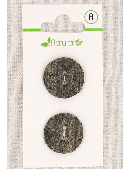 Carte de 2 boutons gris 20 mm 2 trous - Texturés