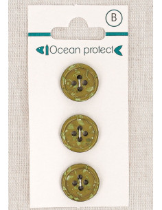 Carte de 3 boutons kaki 15 mm 4 trous - Fantaisies
