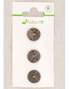 Carte de 3 boutons gris 13 mm 2 trous - Texturés