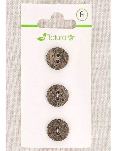Carte de 3 boutons gris 13 mm 2 trous - Texturés