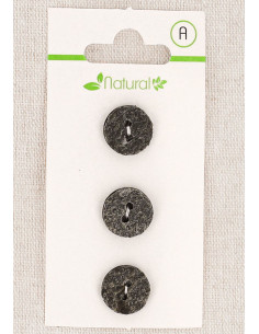 Carte de 3 boutons gris 13 mm 2 trous - Texturés