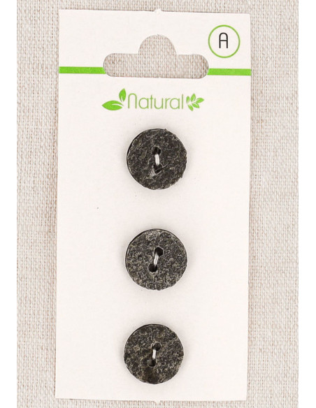 Carte de 3 boutons gris 13 mm 2 trous - Texturés