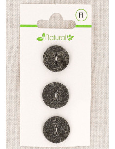 Carte de 3 boutons gris 15 mm 2 trous - Texturés
