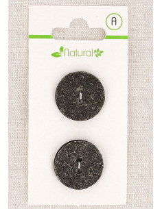 Carte de 2 boutons gris 20 mm 2 trous - Texturés
