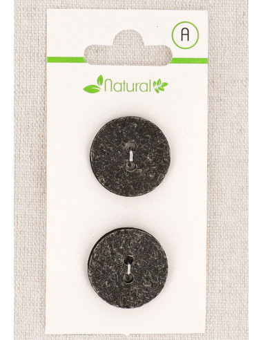 Carte de 2 boutons gris 20 mm 2 trous - Texturés