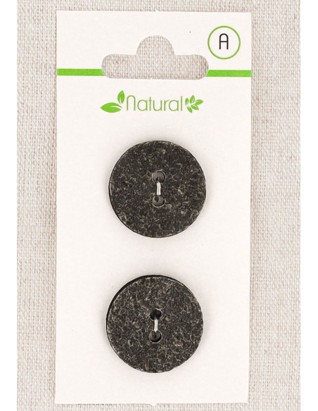 Carte de 2 boutons gris 20 mm 2 trous - Texturés