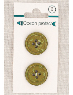 Carte de 2 boutons kaki 20 mm 4 trous - Fantaisies