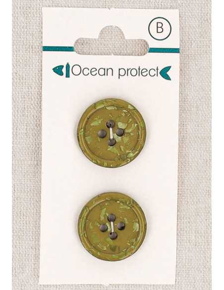 Carte de 2 boutons kaki 20 mm 4 trous - Fantaisies