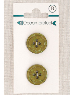 Carte de 2 boutons kaki 18 mm 4 trous - Fantaisies