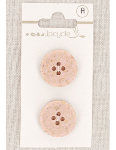 Carte de 2 boutons rose 20 mm 4 trous - Grains de riz