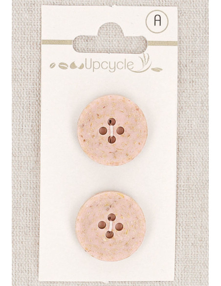 Carte de 2 boutons rose 20 mm 4 trous - Grains de riz