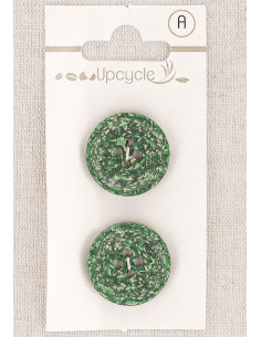 Carte de 2 boutons vert 20 mm 4 trous - Grains de riz