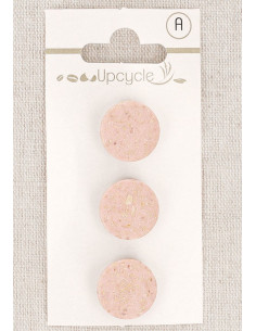 Carte de 3 boutons rose 15 mm à queue - Grains de riz