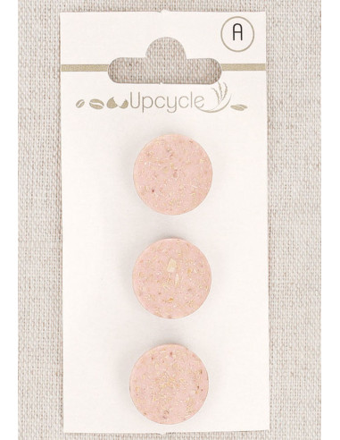 Carte de 3 boutons rose 15 mm à queue - Grains de riz