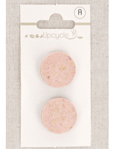 Carte de 2 boutons rose 20 mm à queue - Grains de riz