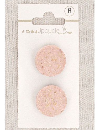 Carte de 2 boutons rose 20 mm à queue - Grains de riz