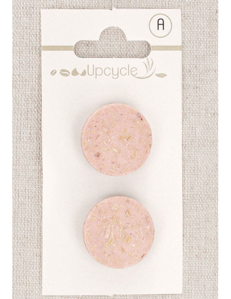 Carte de 2 boutons rose 20 mm à queue - Grains de riz